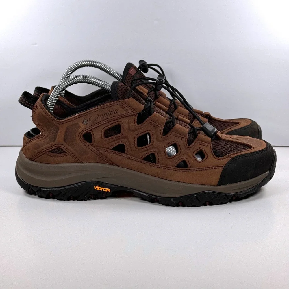Columbia Mens Brown Leather Mesh Hiking Sandals Vibram Sole Size 8 BM4520-231